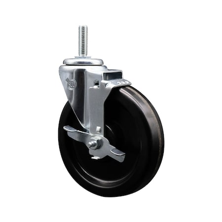 Service Caster 6 Inch Phenolic Wheel Swivel 34 Inch Threaded Stem Caster with Brake SCC SCC-TS20S615-PHR-TLB-34212